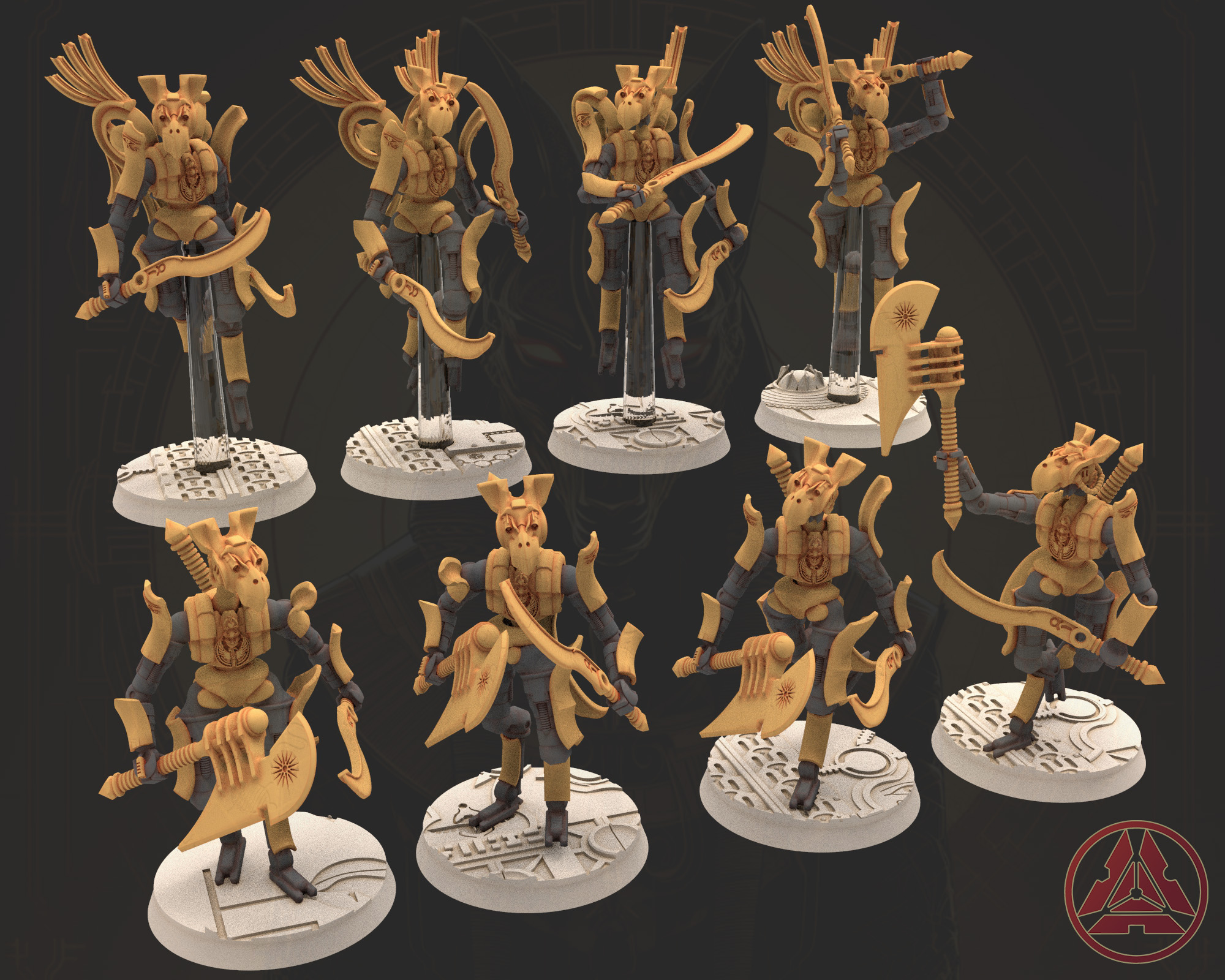 Cinan - Horus - Akhet - Chema: Assault, Battle Robot, space lord's guardians of the Necropolis, solid & modular posable miniatures
